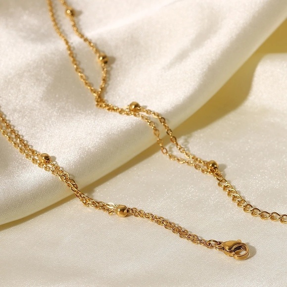 18K Gold Plated Minimalist Double Layer Necklace - Picture 6 of 10